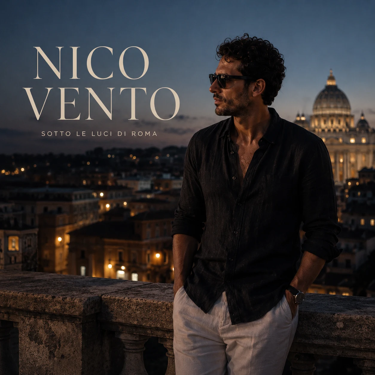 Nico Vento overlooking Rome at night